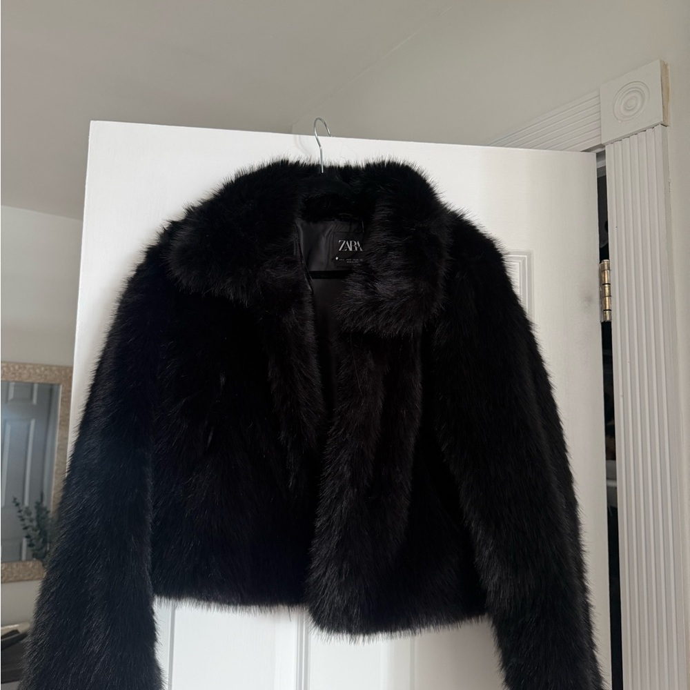 Zara Black Faux Fur Jacket
